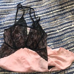 Pink and black lace lingerie size 14 16 NWT